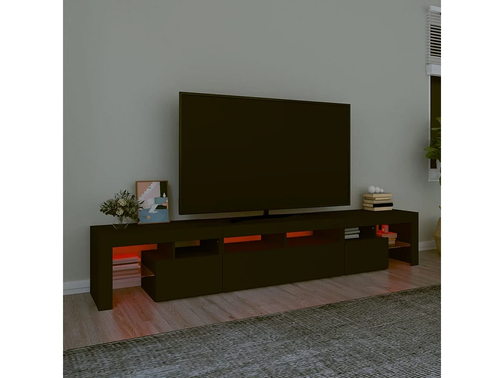 Tv-meubel met LED-verlichting 230x36,5x40 cm zwart