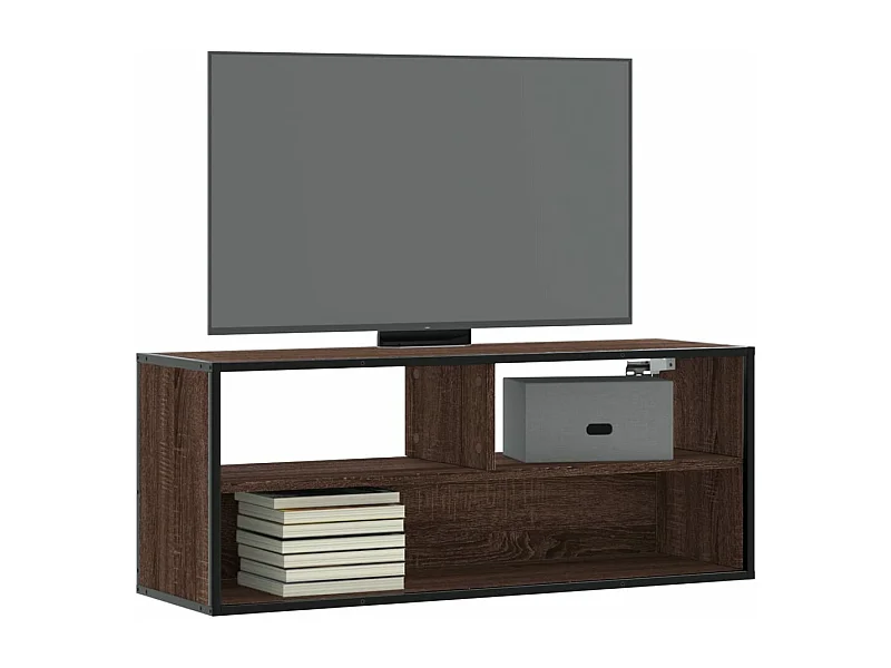 Meuble TV chêne marron 100x31x39,5cm bois d'ingénierie et métal