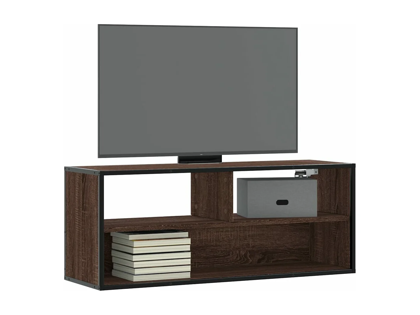 Meuble TV chêne marron 100x31x39,5cm bois d'ingénierie et métal