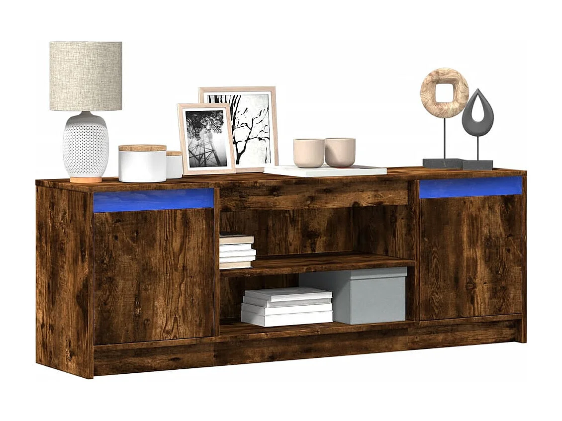 Tv-meubel met LED 139,5x34x50 cm bewerkt hout gerookt eiken
