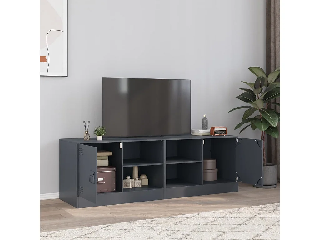 Tv-meubelen 2 st 67x39x44 cm staal antracietkleurig