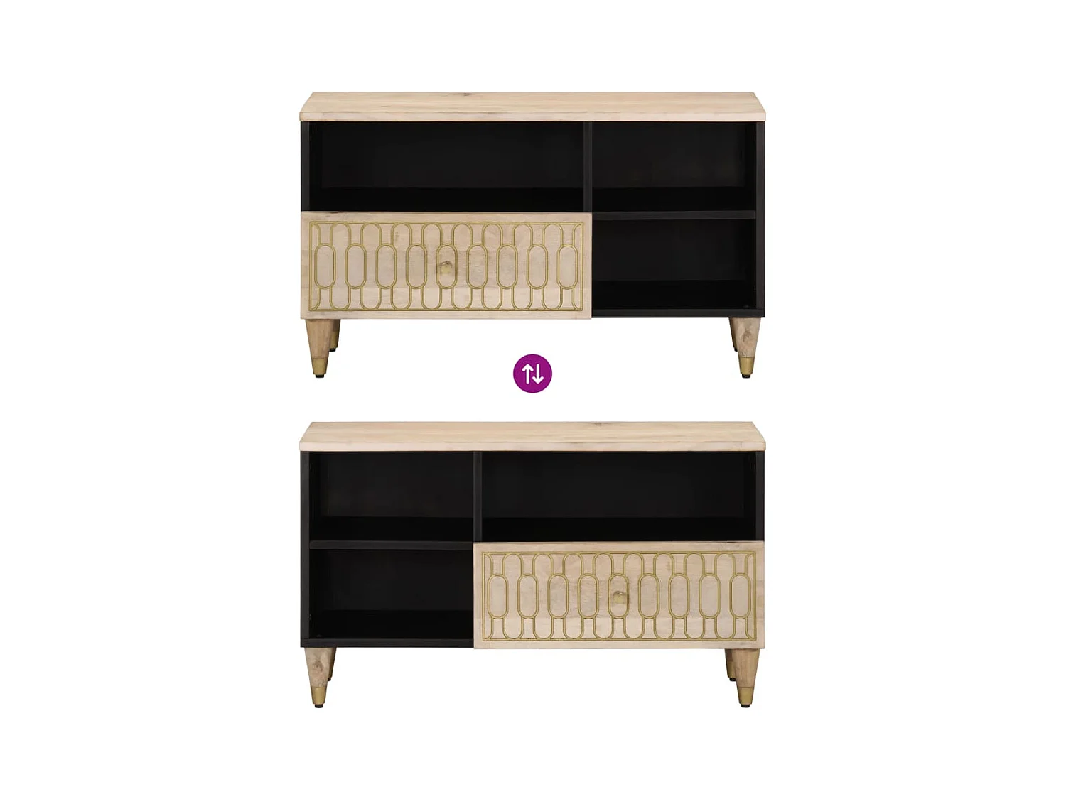 Meuble TV 80x33x46 cm bois massif de manguier