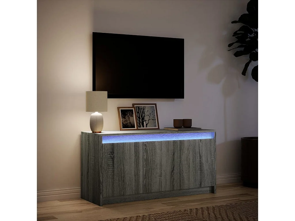 Tv-meubel met LED 100x34x50 cm bewerkt hout grijs sonoma eiken