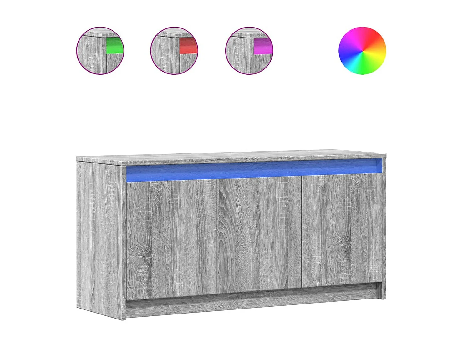 Meuble TV avec LED sonoma gris 100x34x50 cm bois d'ingénierie