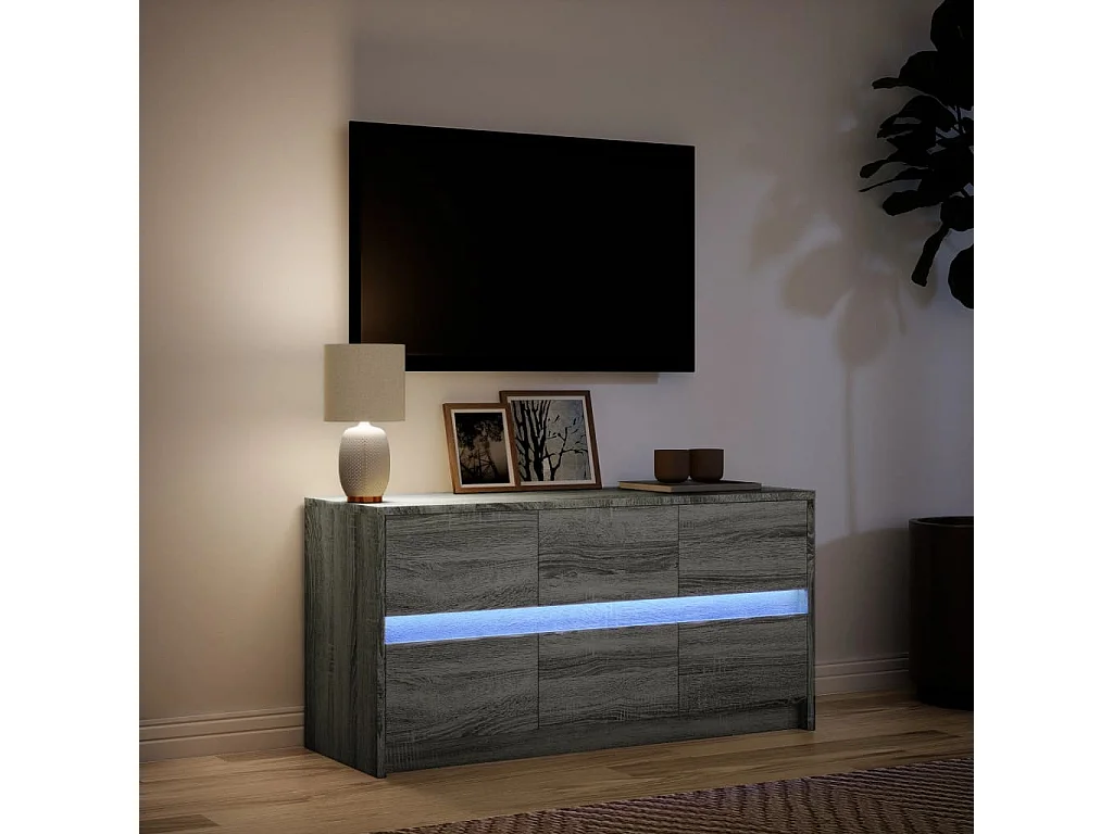 Tv-meubel met LED 100x34x50 cm bewerkt hout grijs sonoma eiken