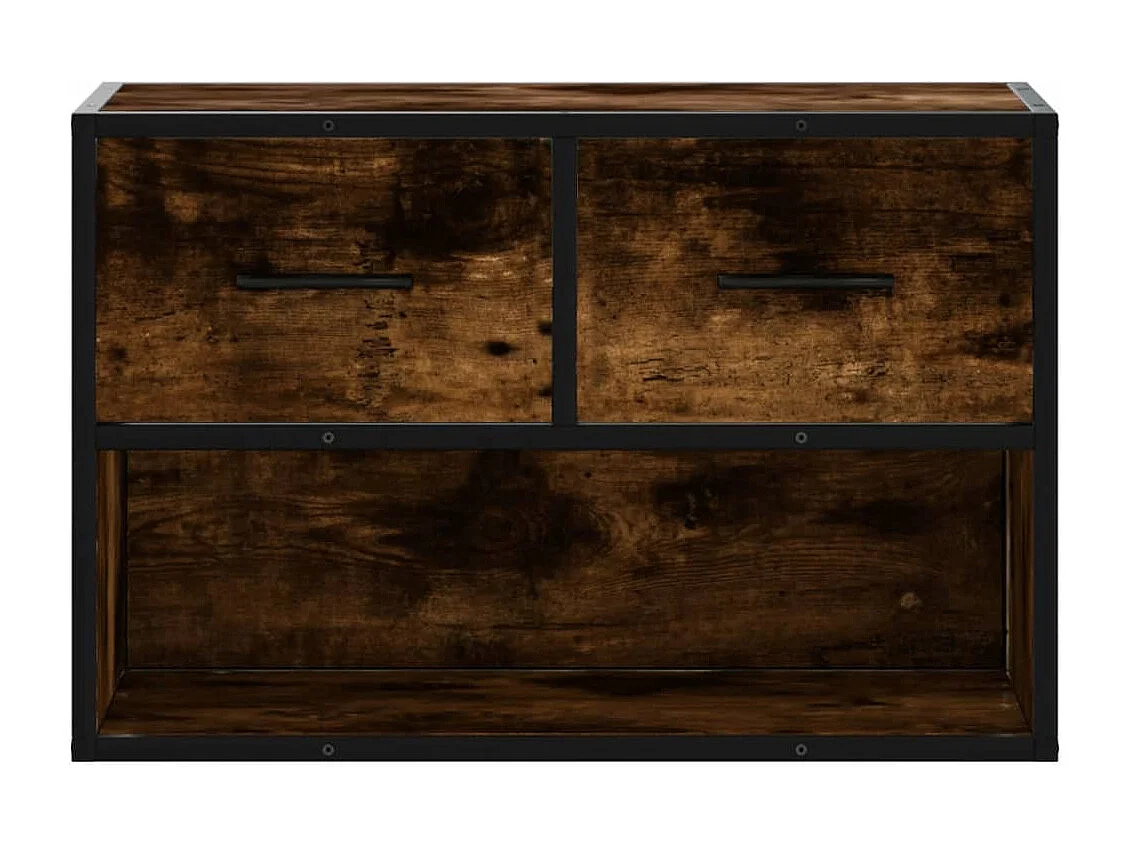 Meuble TV chêne fumé 60x31x39,5 cm bois d'ingénierie et métal