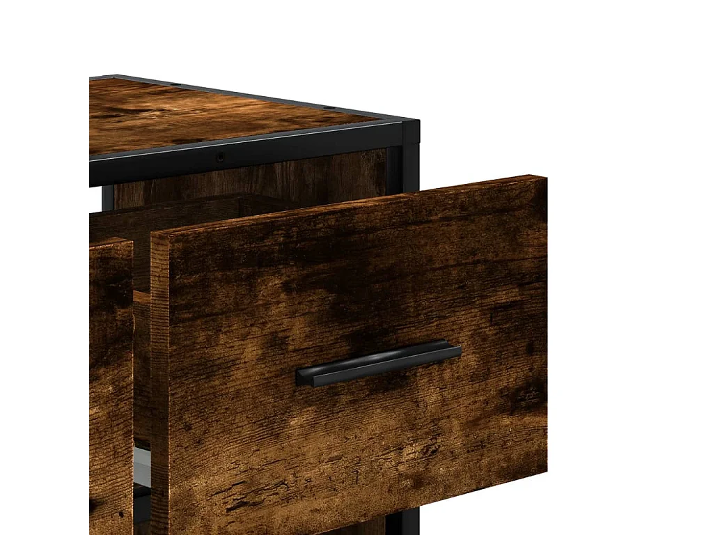 Meuble TV chêne fumé 60x31x39,5 cm bois d'ingénierie et métal