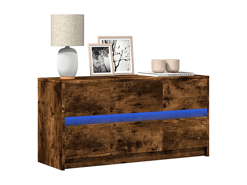 Meuble TV avec LED chêne fumé 100x34x50 cm bois d'ingénierie