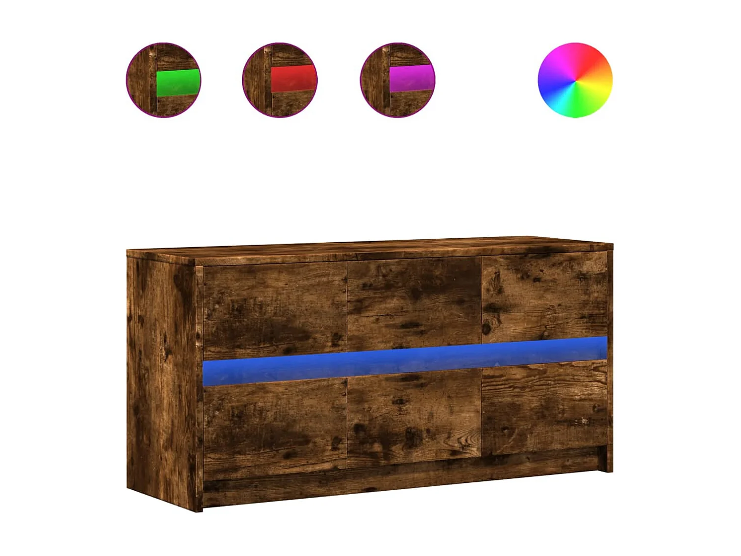 Tv-meubel met LED 100x34x50 cm bewerkt hout gerookt eikenkleur