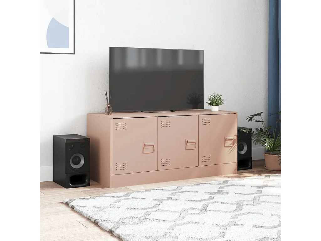 Meuble TV rose 99x39x44 cm acier