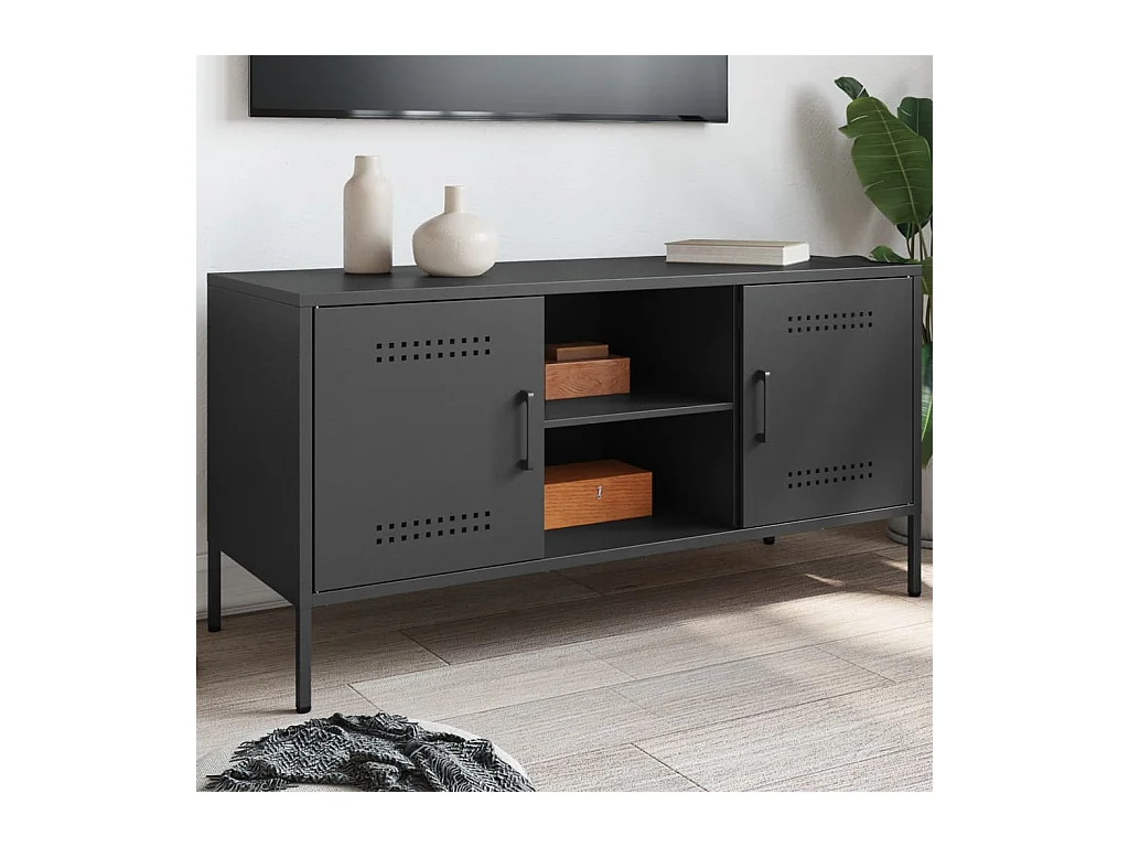 Meuble TV noir 100,5x39x50,5 cm acier