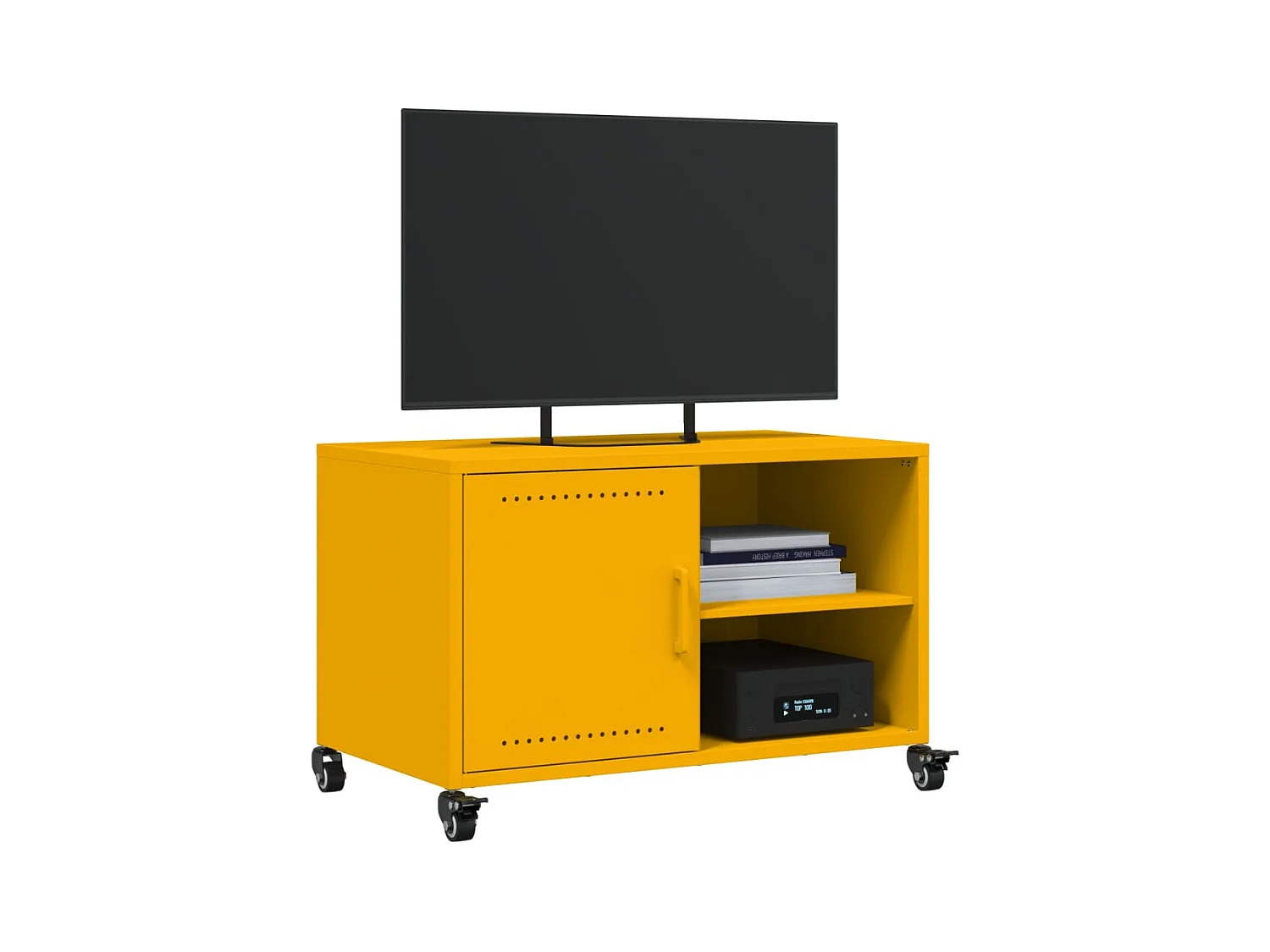 Meuble TV jaune moutarde 68x39x43,5 cm acier laminé à froid