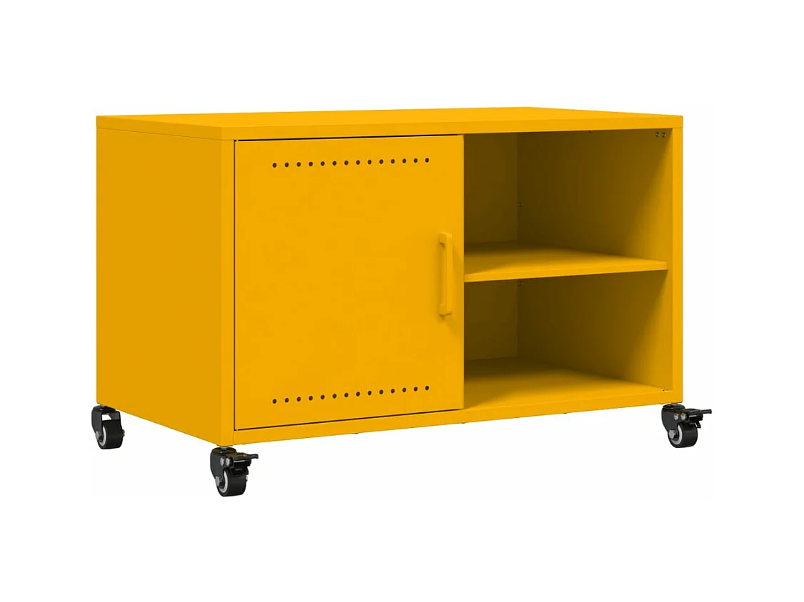 Meuble TV jaune moutarde 68x39x43,5 cm acier laminé à froid