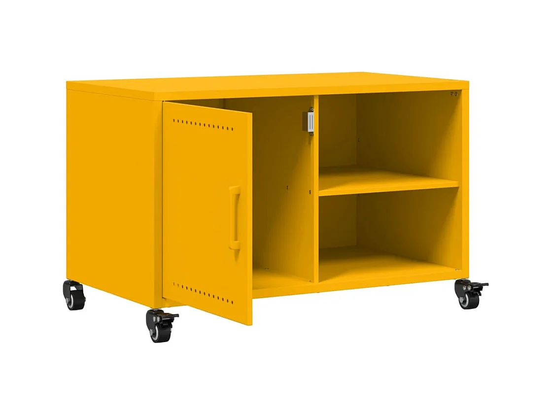 Meuble TV jaune moutarde 68x39x43,5 cm acier laminé à froid