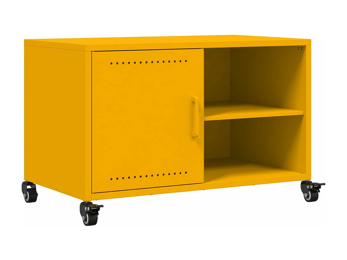Meuble TV jaune moutarde 68x39x43,5 cm acier laminé à froid