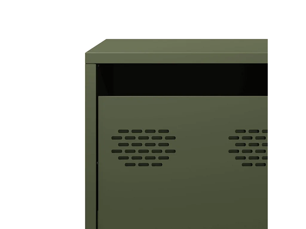 Meuble TV vert olive 101,5x39x43,5 cm acier laminé à froid