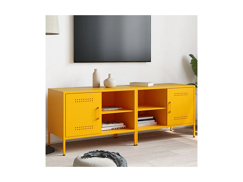 Meubles TV 2 pièces jaune moutarde 68x39x50,5 cm acier