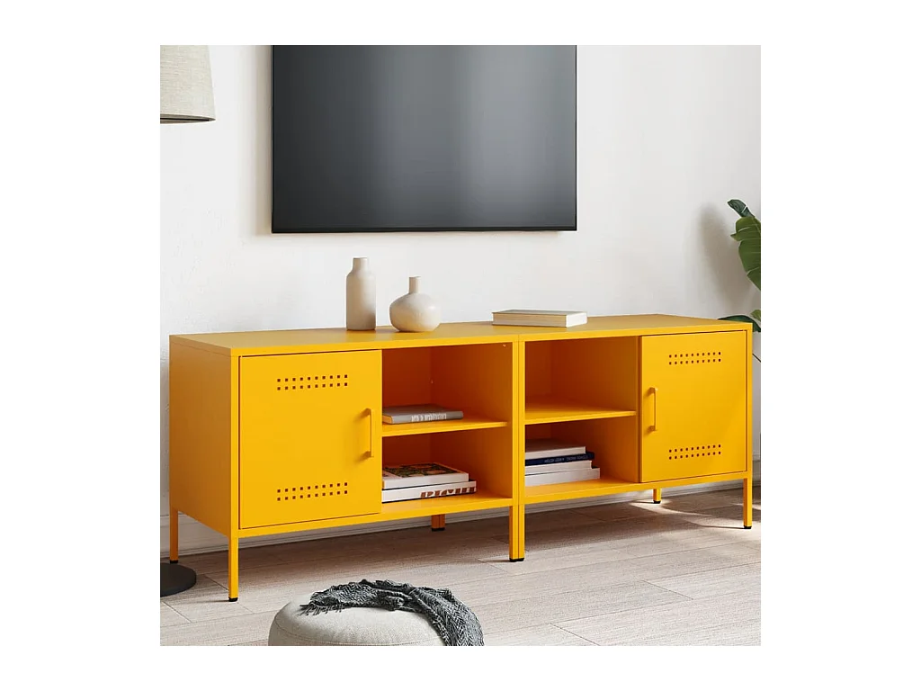 Meubles TV 2 pièces jaune moutarde 68x39x50,5 cm acier