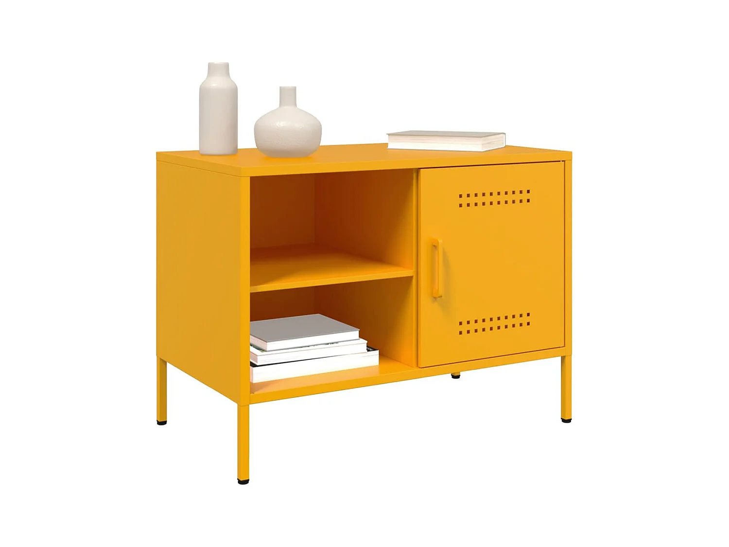 Meubles TV 2 pièces jaune moutarde 68x39x50,5 cm acier
