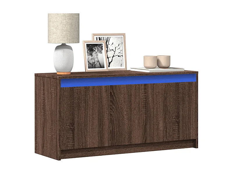 Meuble TV avec LED chêne marron 100x34x50 cm bois d'ingénierie