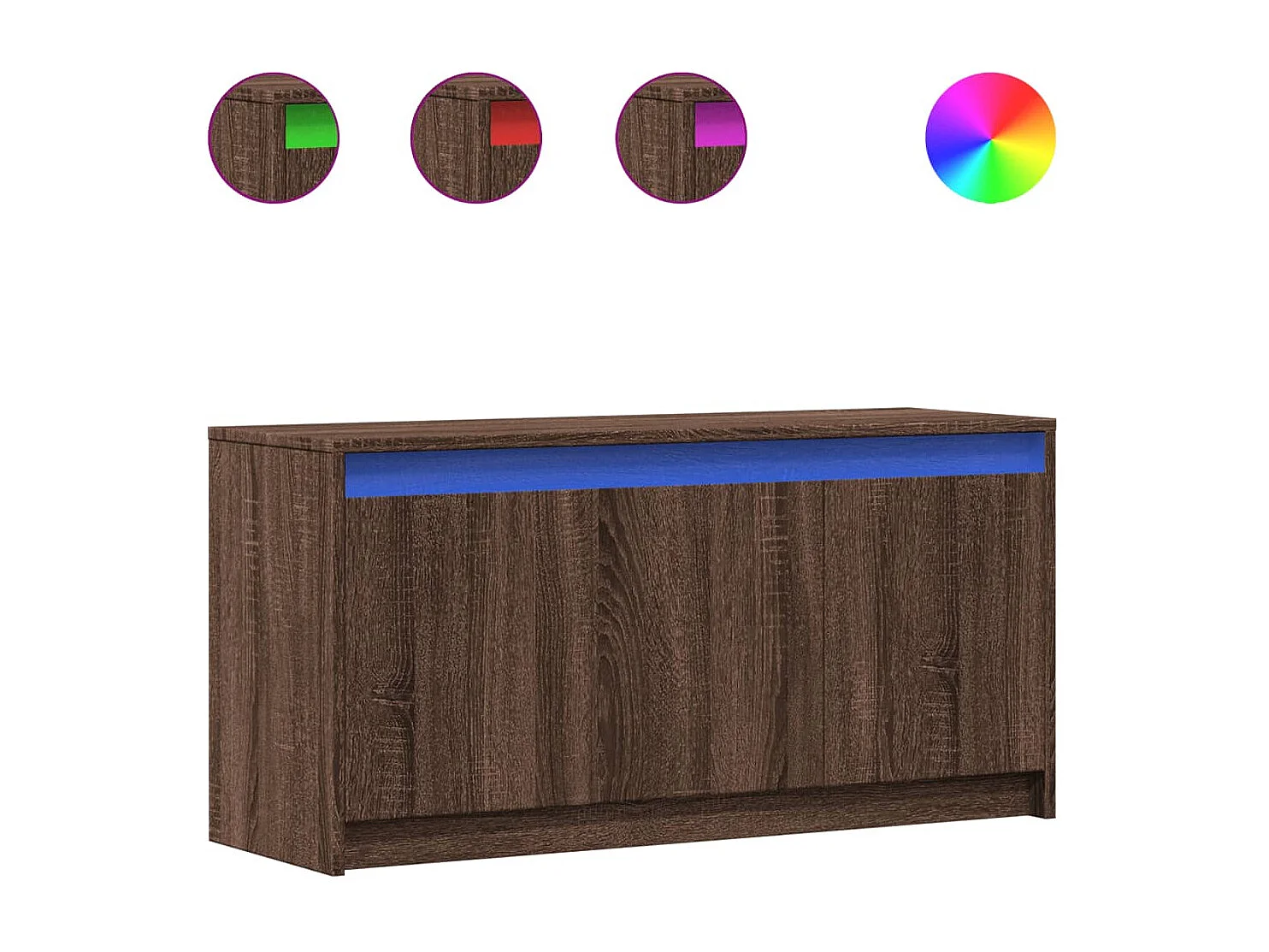 Tv-meubel met LED 100x34x50 cm bewerkt hout bruin eikenkleurig