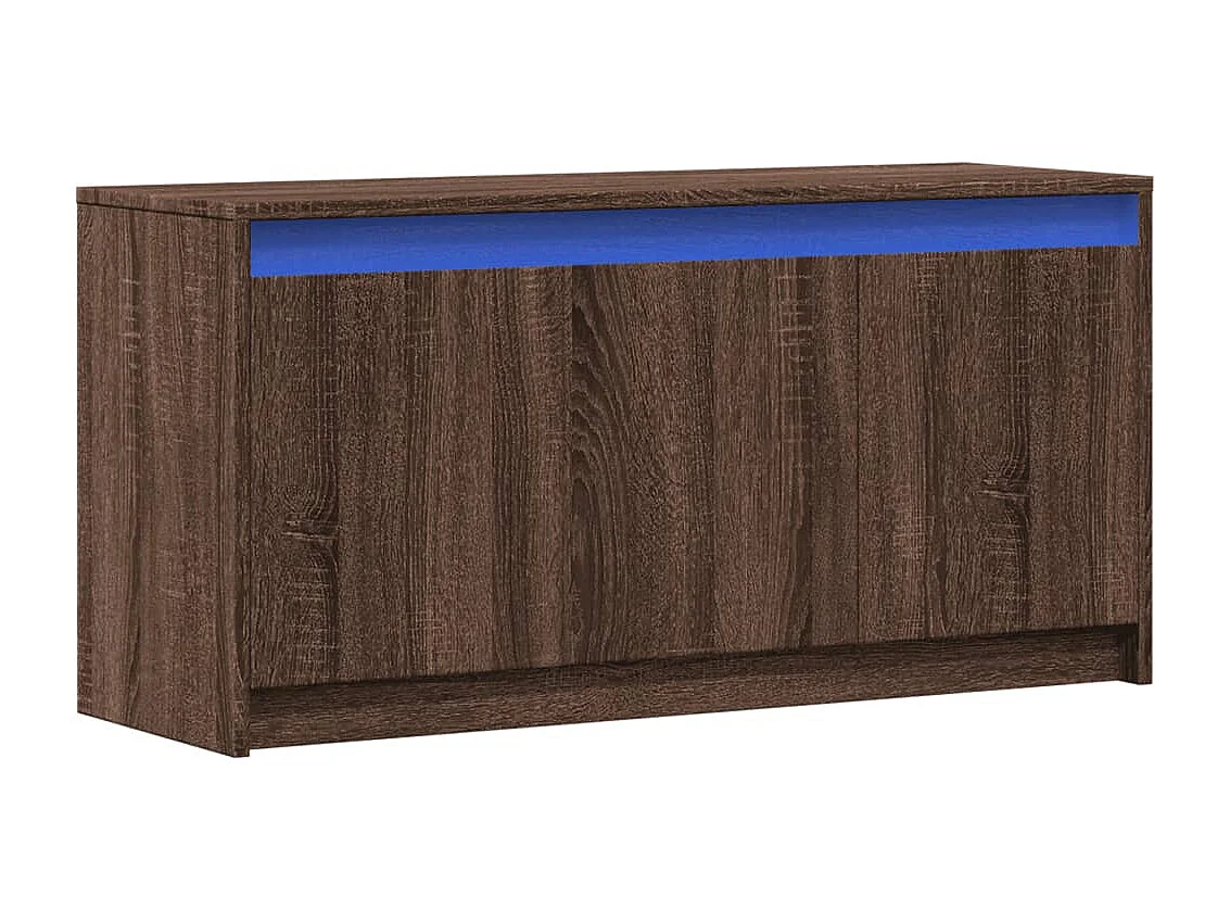 Tv-meubel met LED 100x34x50 cm bewerkt hout bruin eikenkleurig