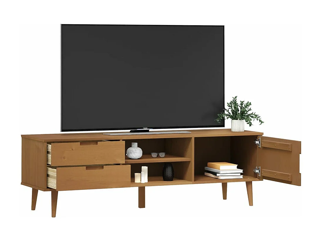 Meuble TV MOLDE Marron 158x40x49 cm Bois de pin massif