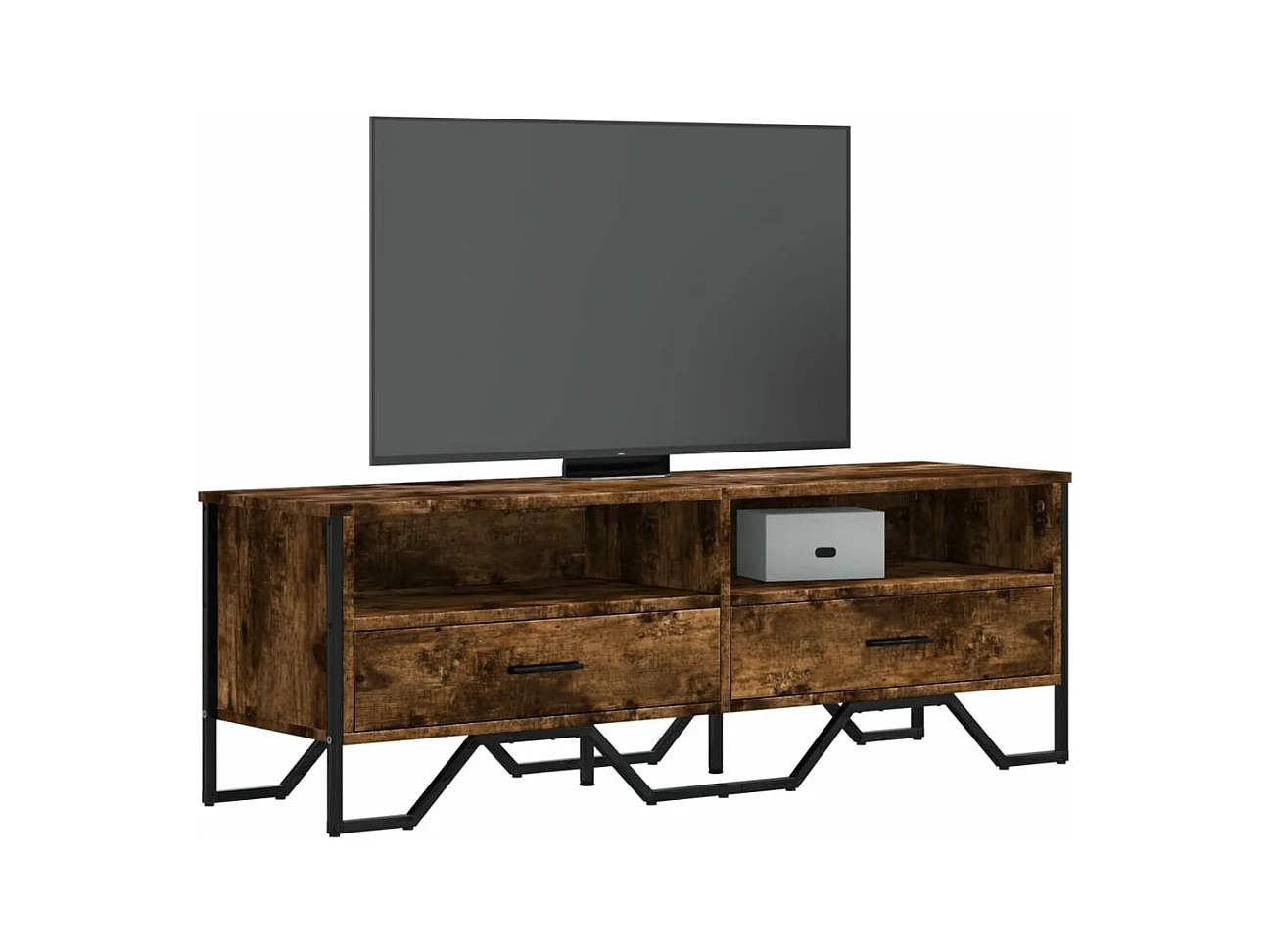 Meuble TV chêne fumé 122x34x41 cm bois d'ingénierie