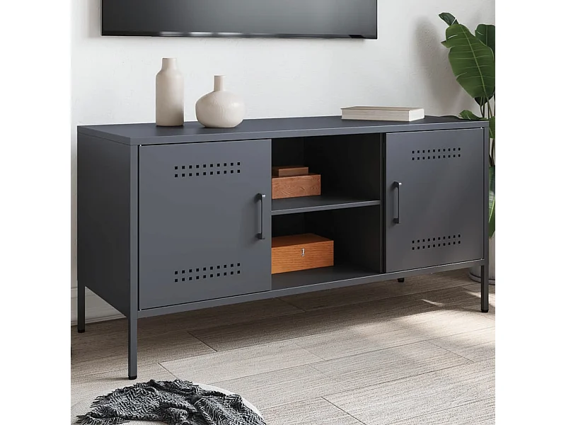 Tv-meubel 100,5x39x50,5 cm staal antracietkleurig