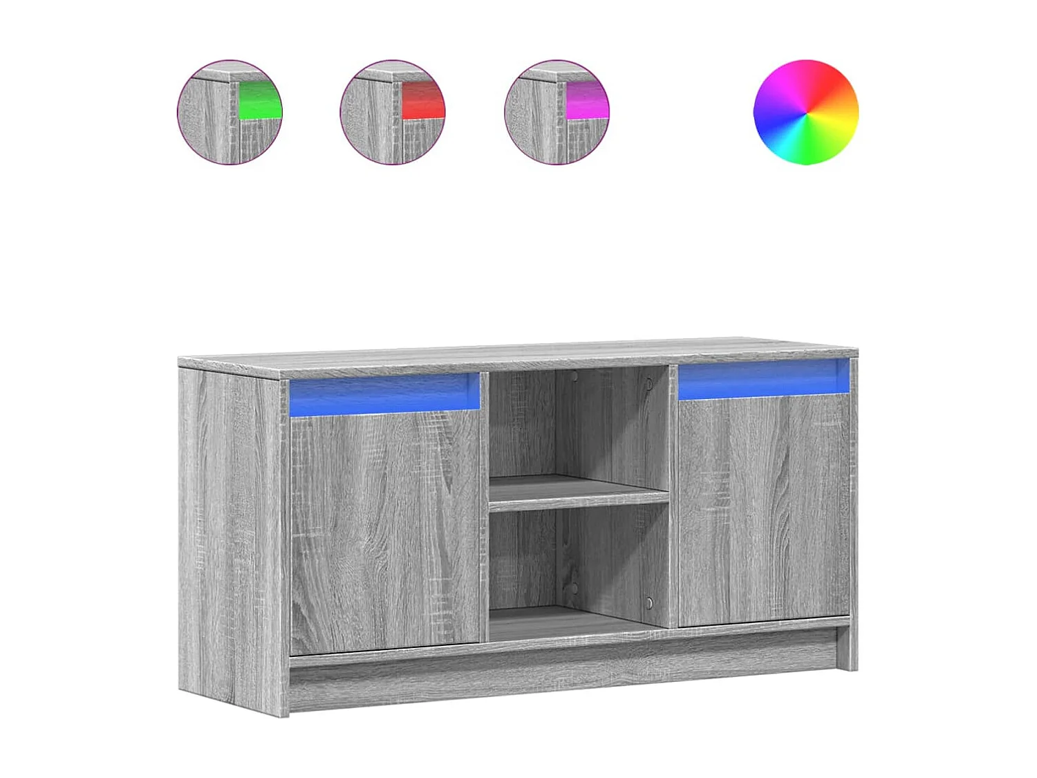 Tv-meubel met LED 100x34x50 cm bewerkt hout grijs sonoma eiken