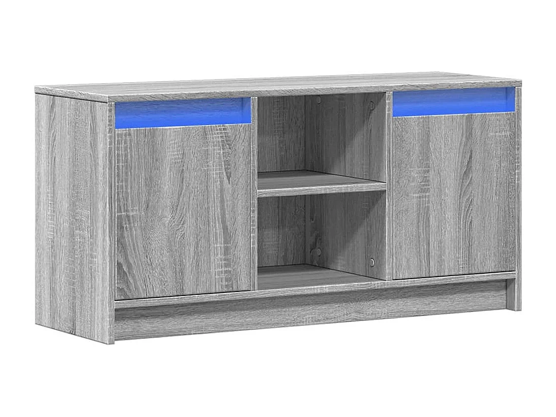 Tv-meubel met LED 100x34x50 cm bewerkt hout grijs sonoma eiken