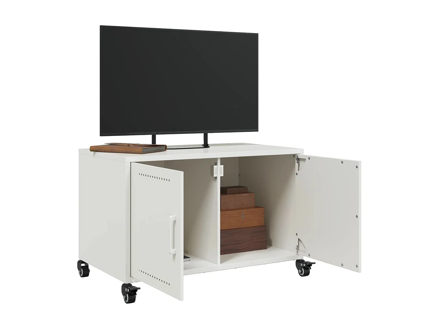 Meuble TV blanc 68x39x43,5 cm acier laminé à froid