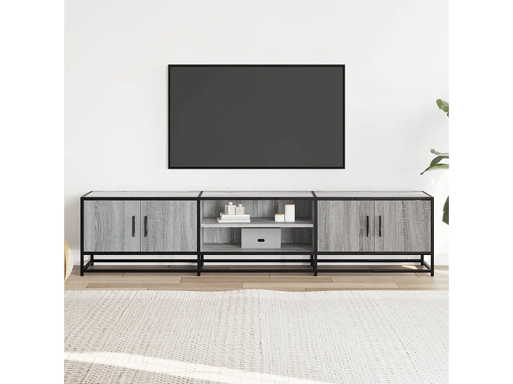 Tv-meubel 180x35x41 cm bewerkt hout grijs sonoma eikenkleurig