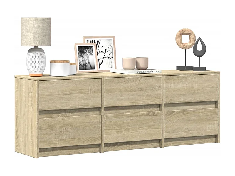 Tv-meubel met LED 140x34x50 cm bewerkt hout sonoma eikenkleurig