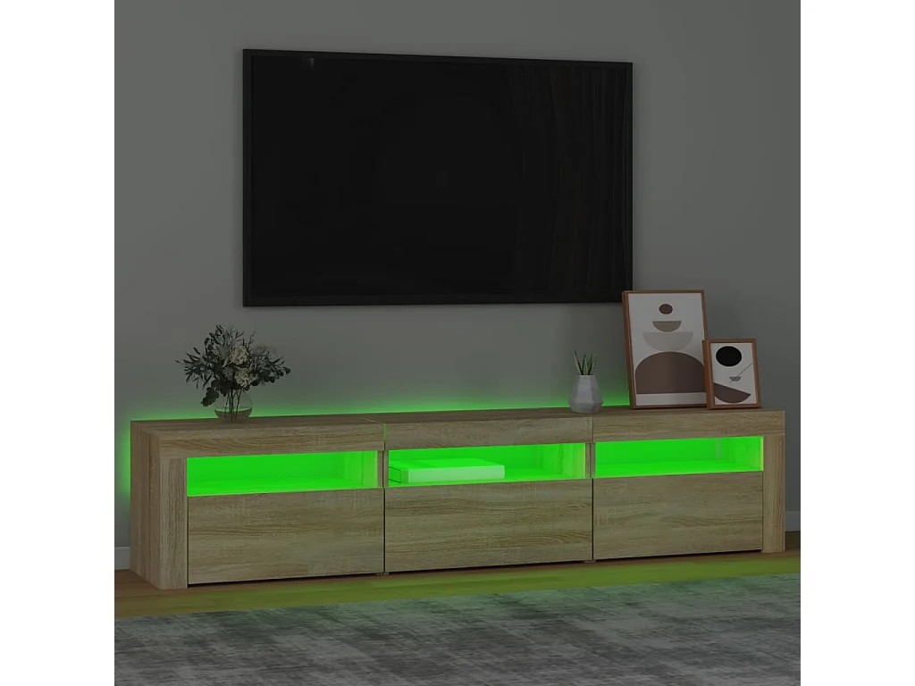 Meuble TV avec lumières LED Chêne sonoma 180x35x40 cm