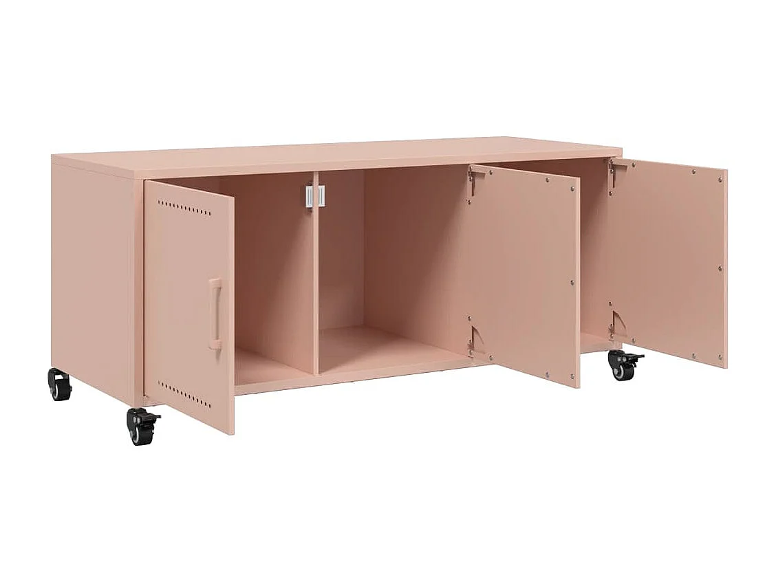 Meuble TV rose 100,5x39x43,5 cm acier laminé à froid