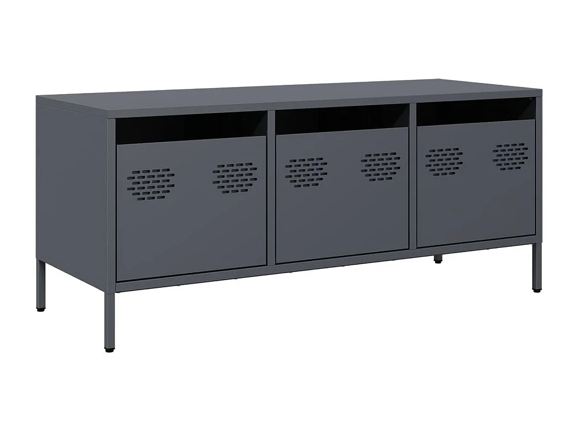 Meuble TV anthracite 101,5x39x43,5 cm acier laminé à froid