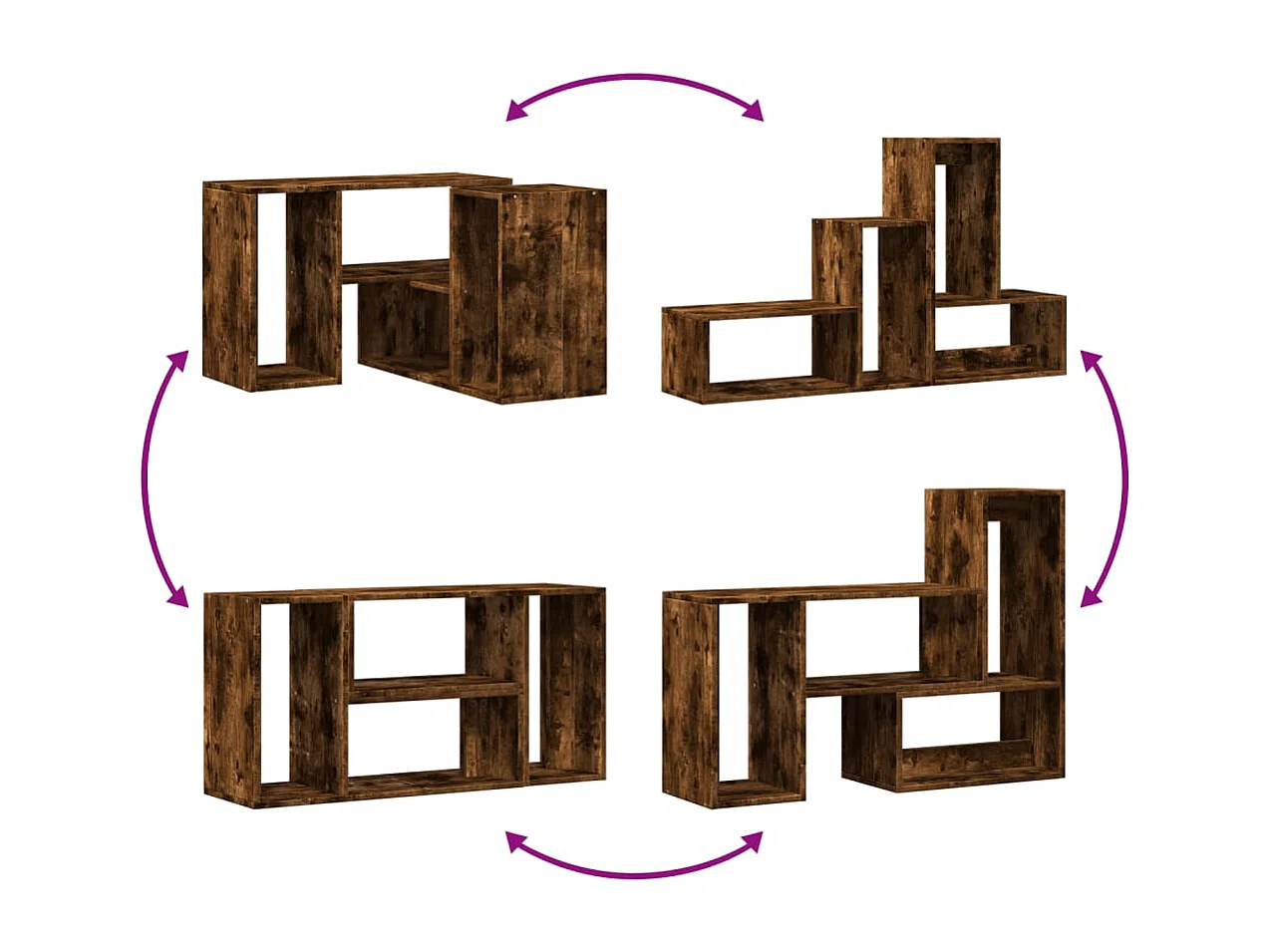 Meubles TV 2 pièces chêne fumé 75x30x50 cm bois d'ingénierie
