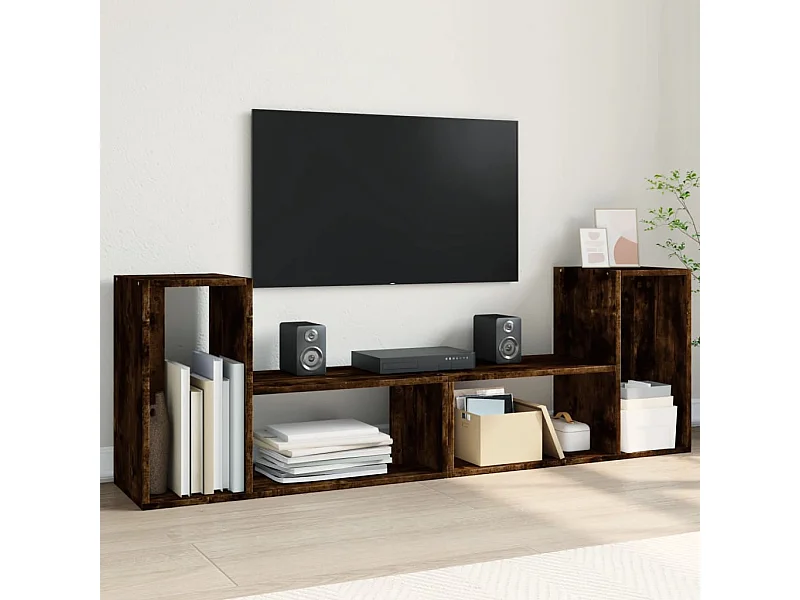 Meubles TV 2 pièces chêne fumé 75x30x50 cm bois d'ingénierie