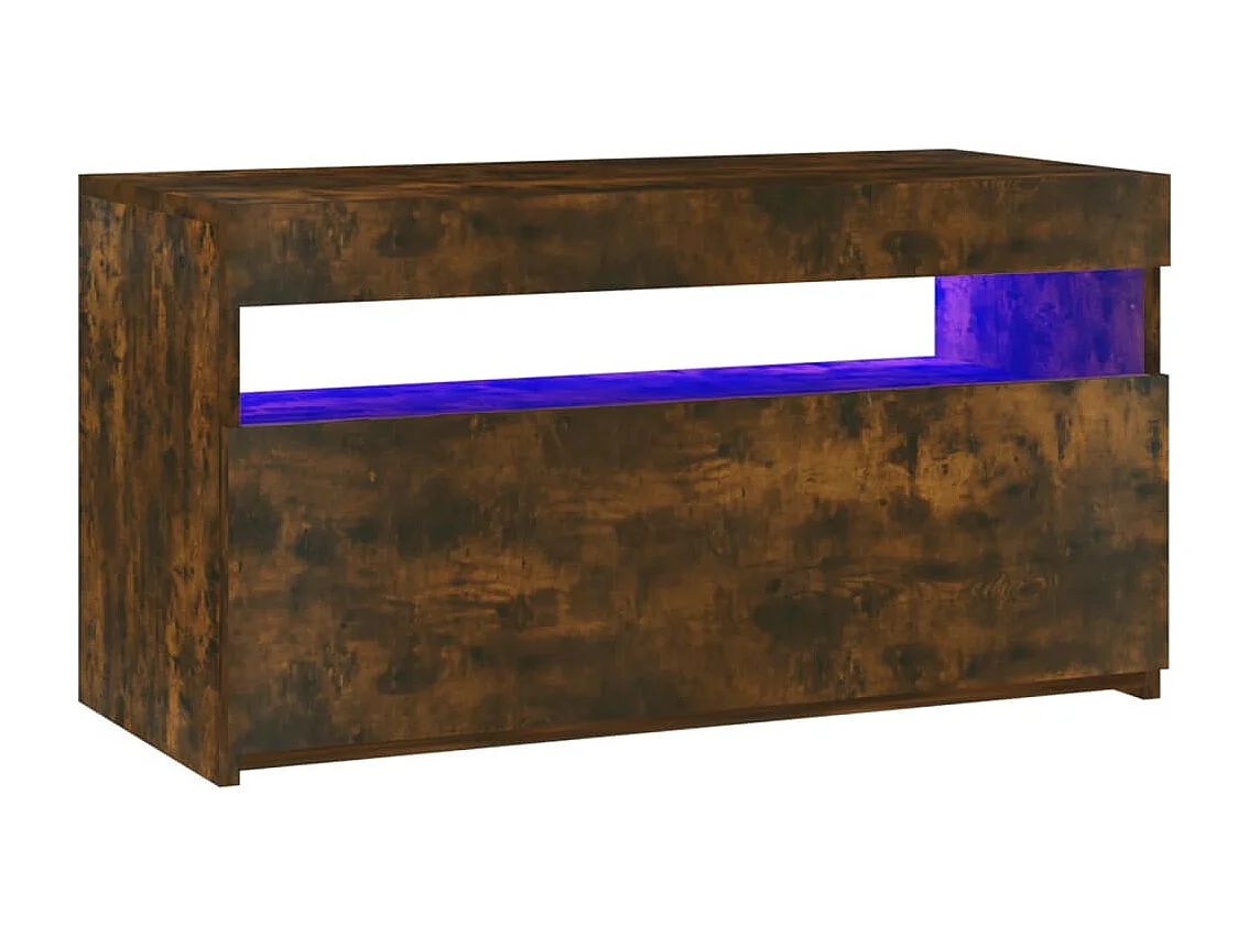 Meuble TV avec lumières LED Chêne fumé 75x35x40 cm