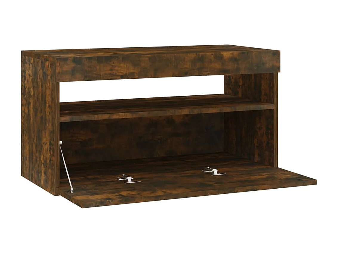 Meuble TV avec lumières LED Chêne fumé 75x35x40 cm
