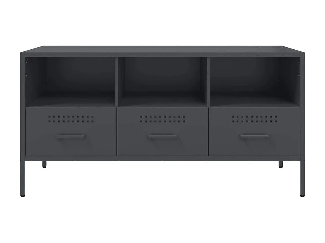 Meuble TV anthracite 100,5x39x50,5 cm acier laminé à froid