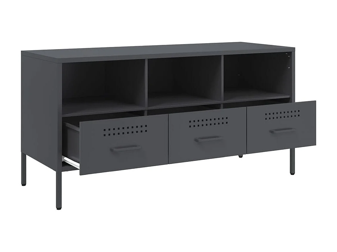 Meuble TV anthracite 100,5x39x50,5 cm acier laminé à froid