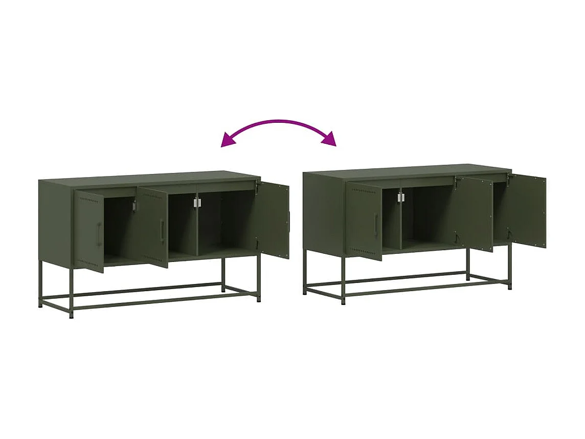 Meuble TV vert olive 100,5x39x60,5 cm acier