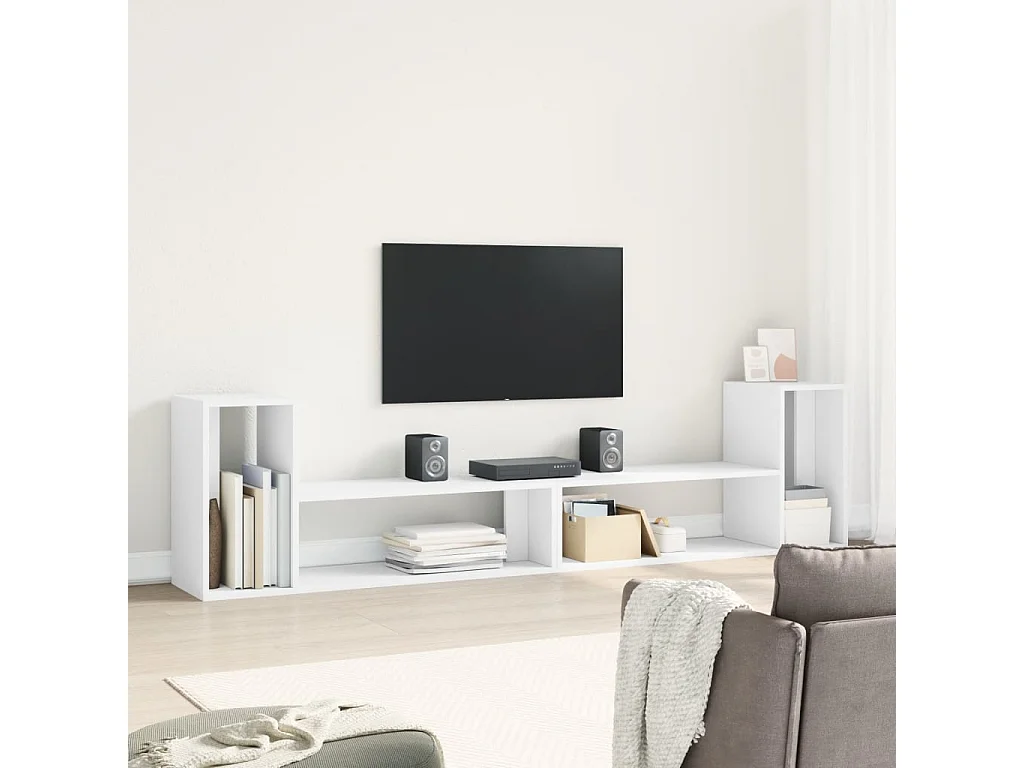 Meubles TV 2 pièces blanc 100x30x50 cm bois d'ingénierie