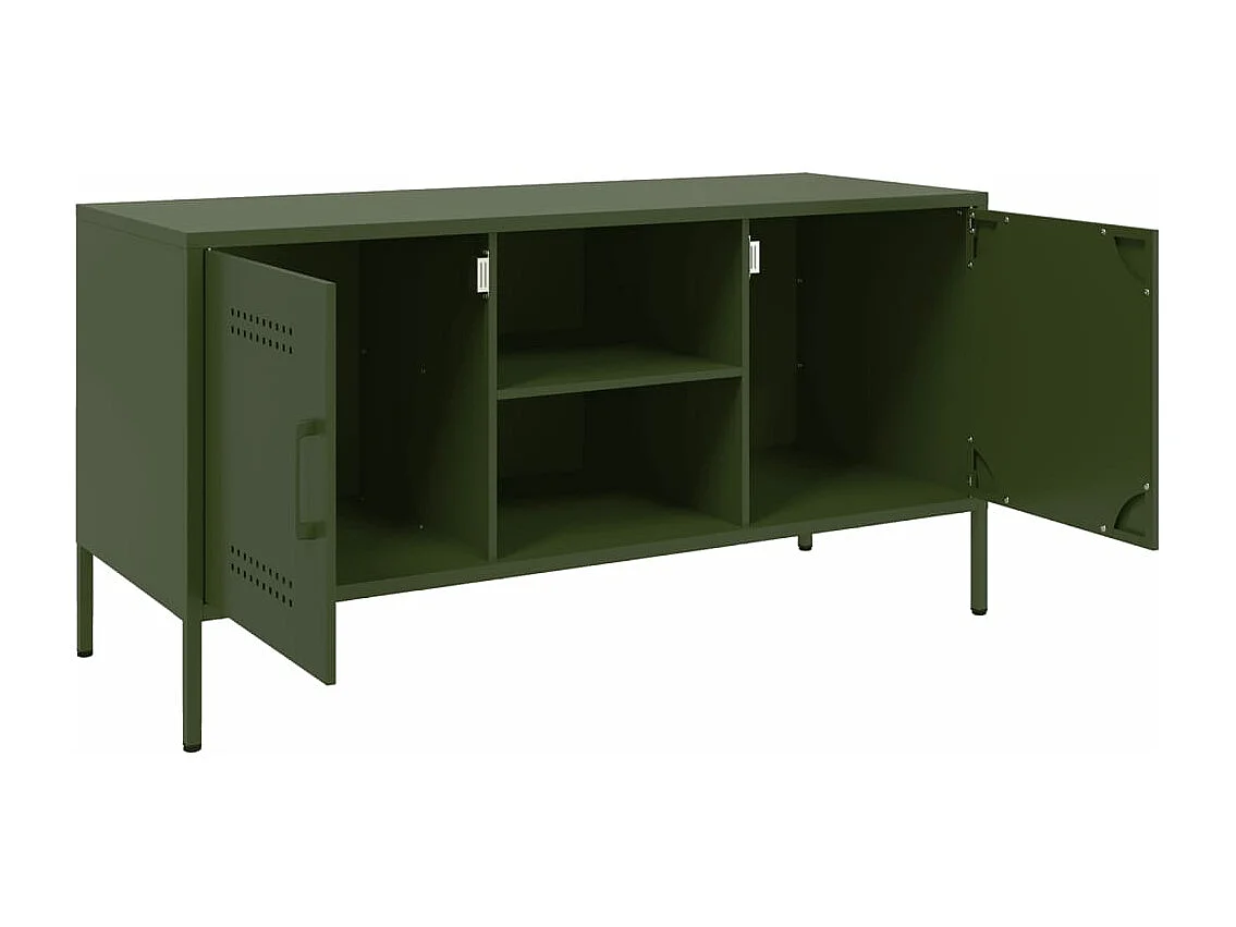 Meuble TV vert olive 100,5x39x50,5 cm acier