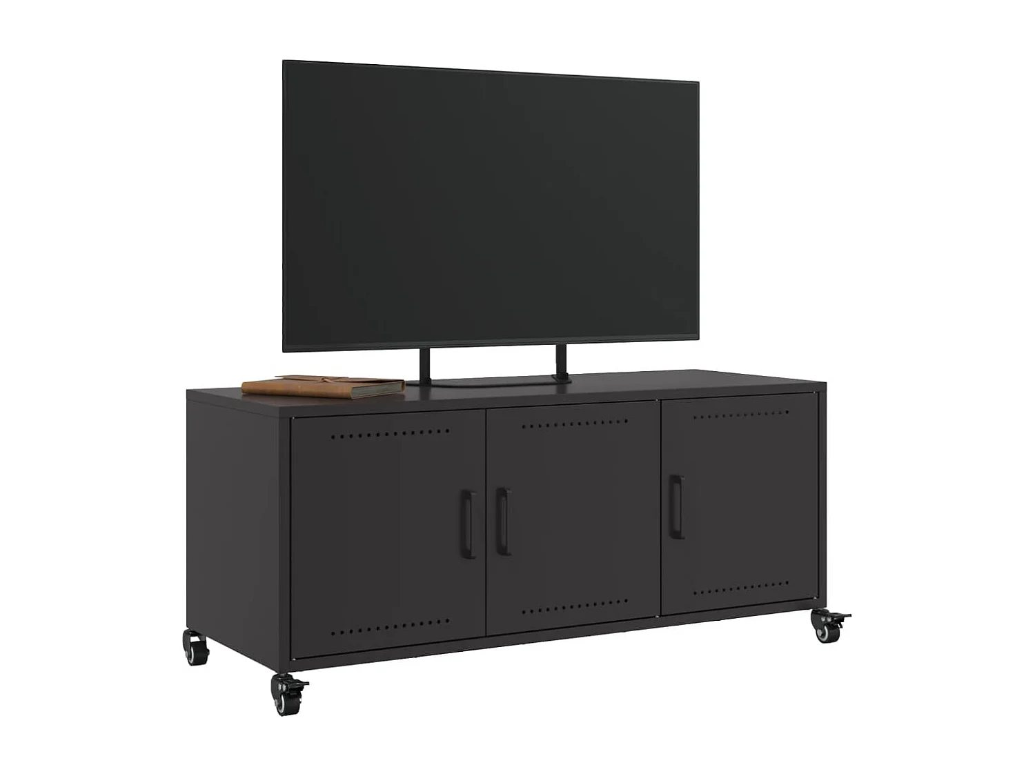 Meuble TV noir 100,5x39x43,5 cm acier laminé à froid