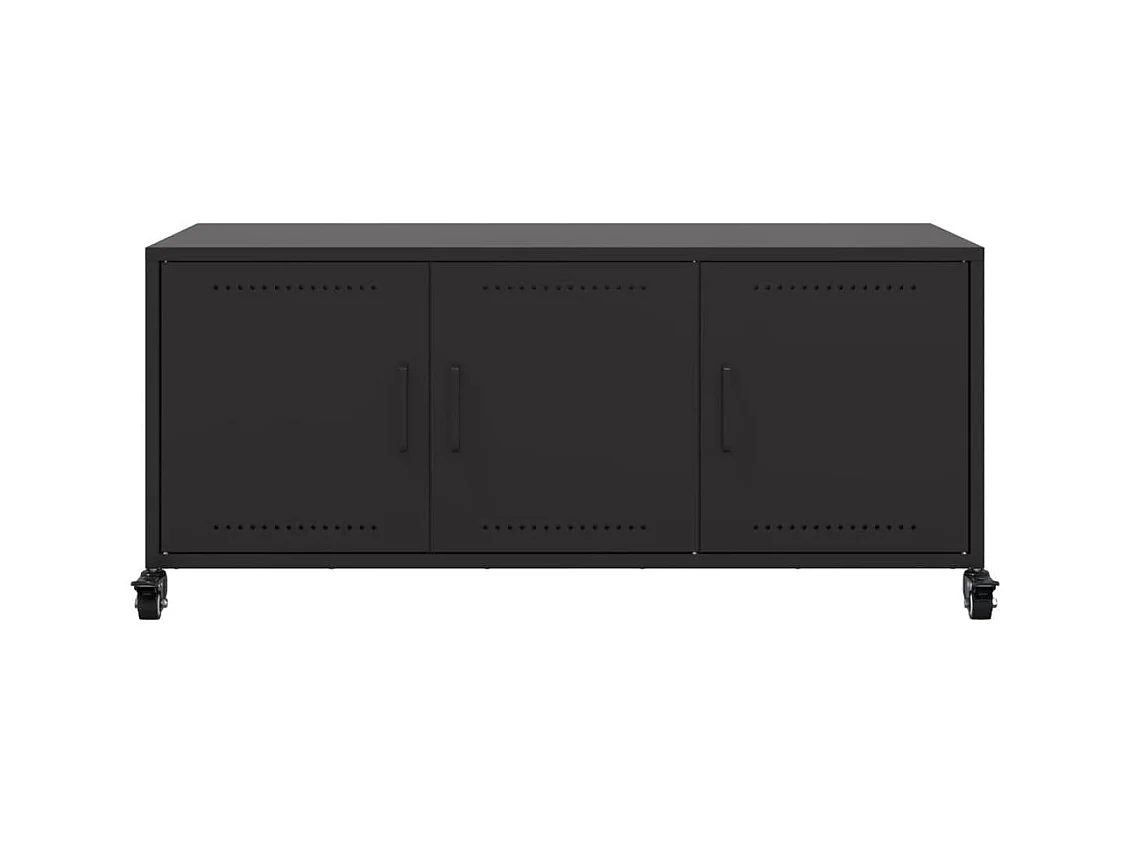 Meuble TV noir 100,5x39x43,5 cm acier laminé à froid