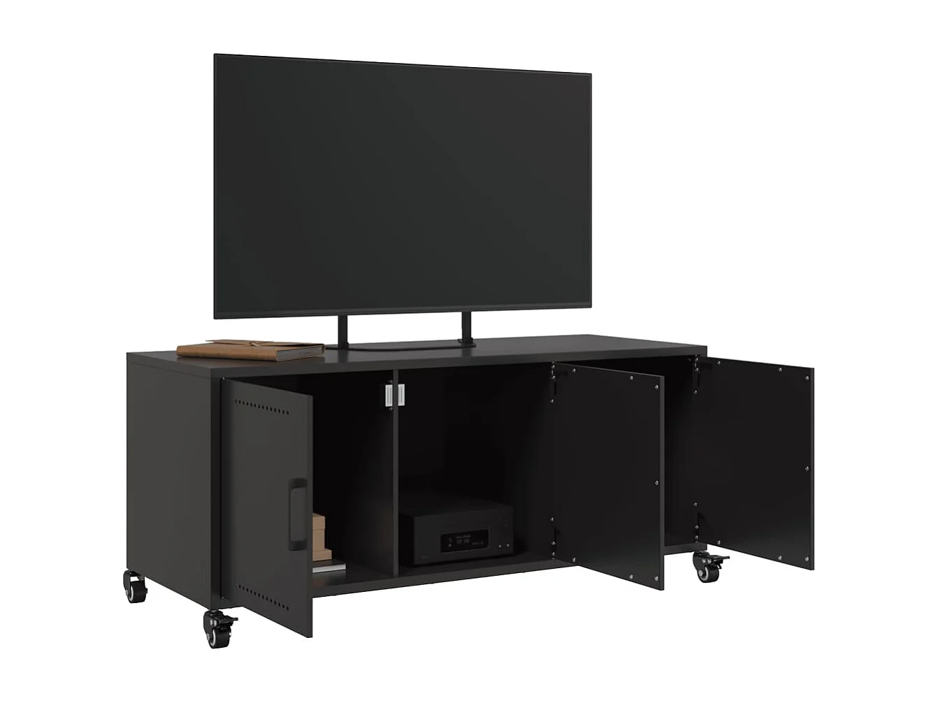 Meuble TV noir 100,5x39x43,5 cm acier laminé à froid