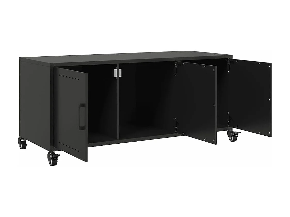 Meuble TV noir 100,5x39x43,5 cm acier laminé à froid